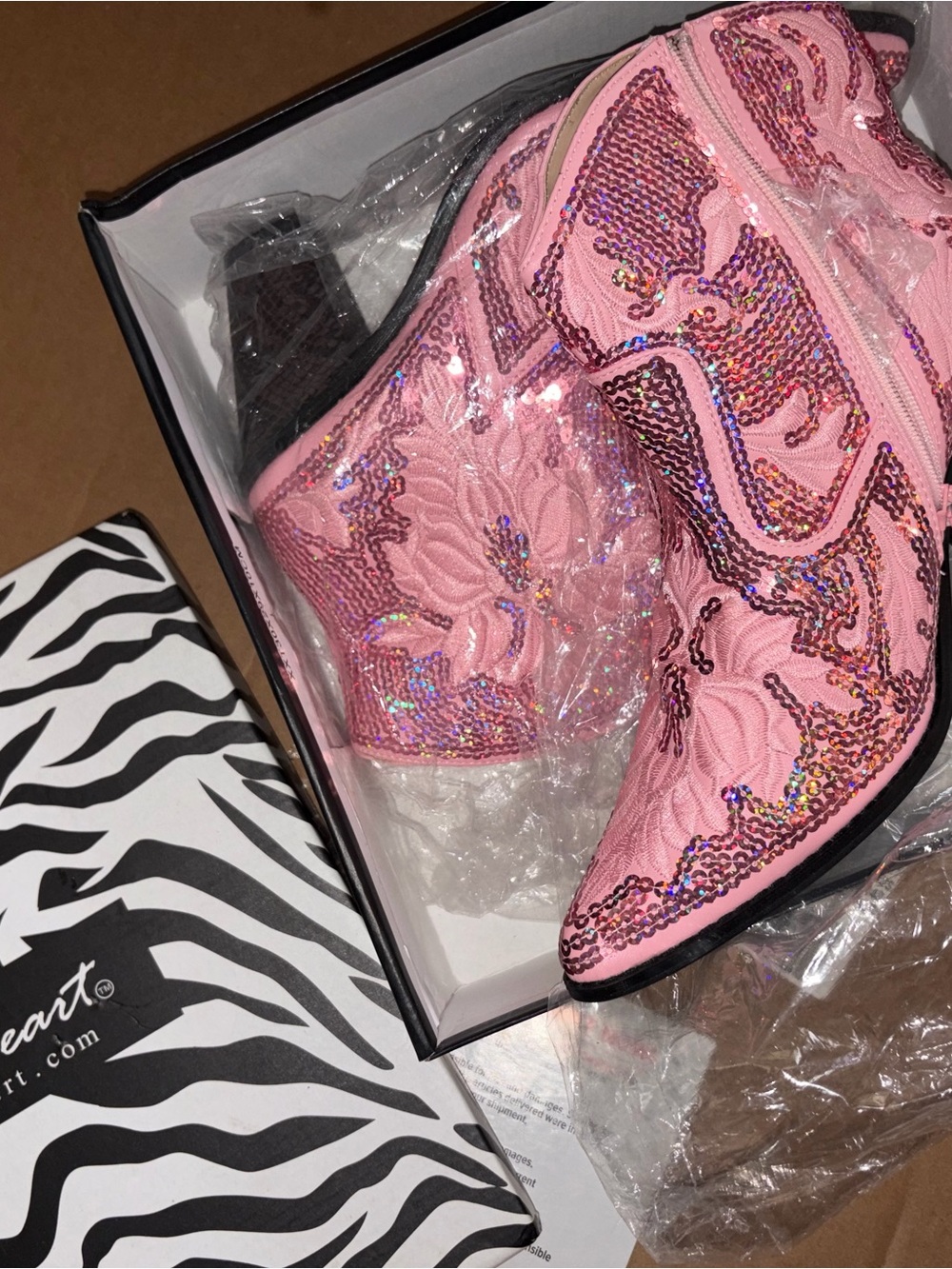 Pink Sequin Western Ankle Boots by Helen’s heart! Size 9  brand new!